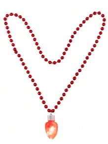 1 Miếng Thiết kế ban đầu Giáng sinh Dây chuyền Với Nhựa Kết cườm Đèn LED Vật rủ xuống , Đỏ  & Màu xanh lá Bóng đèn Hình dạng , Hoàn hảo Quà tặng lễ hội Đối với Cả hai Nam Và Nữ - Đỏ - Xem 7