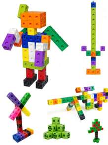 50Pcs/Set DIY Linking Set For Counting Sorting STEM Connecting Blocks Math Links Manipulatives Educational Toy For Preschool Kindergarten Home School (Some Parts May Be Random) - Multicolor - View 1