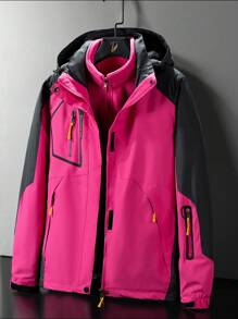 Outdoors 3-In-1 Women's Detachable Polar Fleece Inner Windproof, Waterproof, Dirt-Resistant Mountaineering Jacket & Thick Coat For Autumn And Winter Gym Clothes Men