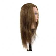 18inch Human Head Training Mannequin With 100% Real Hair For Cosmetology Students, Including Hair And Free Stand - Gold - View 4