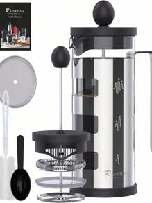 French Press Cafetiere 2 Cups, Stainless Steel Body Shell Coffee Maker- Heat Resistant - Stainless Steel Filter Coffee Press For Coffee Lover (Silver, 350 Ml/2 Cups)