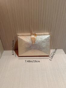 月夜時尚手拿包女士金屬盒式晚宴手拿包，配閃閃發亮的葉形扣，可手持或斜挎，適用於舞會、派對、婚禮或晚宴 - 金色 - 查看 7