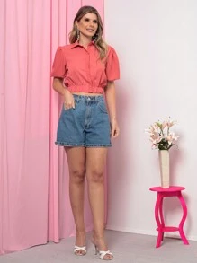 Women Blouses - Màu Hồng  San hô - Xem 3