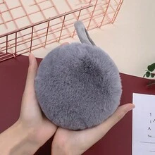 1 Miếng Của phụ nữ Lông cừu mùa đông Bịt tai Với Lông thỏ , Cực dày Và Thoải mái , Chống gió Đối với Các hoạt động ngoài trời - Xám - Xem 3