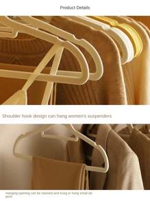 10pcs Velvet Clothes Hanger With Anti-slip Design And Shoulder Bump, Perfect For Closet Organization And Clothes Display - Beige - View 5