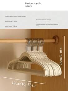 10pcs Velvet Clothes Hanger With Anti-slip Design And Shoulder Bump, Perfect For Closet Organization And Clothes Display - Beige - View 2