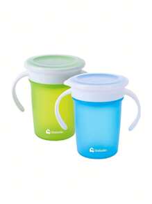 Kit de 2 Vasos Entrenadores 360, Sin Derrames, Seguro y de Alta Calidad para tu Bebé, Bluelander. - Azul - Ver 1