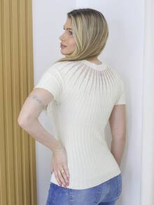 Women Knit Tops - 米色 - 查看 2