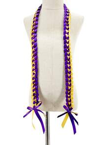 1入組雙層畢業用緞帶和花環編織掛繩