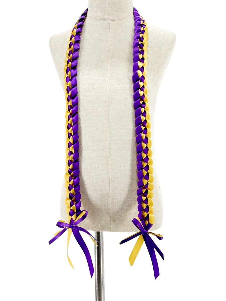 1入組雙層畢業用緞帶和花環編織掛繩