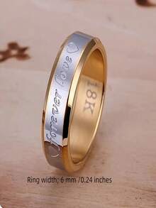 Anillo con diseño de letra de 6mm, adecuado para uso diario para mujeres - 0,24 pulgadas de ancho - Ver 2