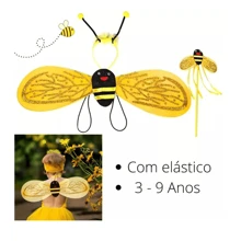 Roupa de abelhinha infantil Saia de tule asa tiara e varinha do 2 ao 12