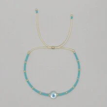 1pc Bohemian Style Shell Devil Eye Beaded Bracelet With Adjustible Drawstring, Suitable For Women's Fashion - Multicolor - View 10