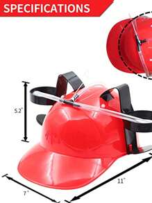 Drinking Helmet - Can Holder Drinker Hat Cap with Straw for beverage and drinks - Party Fun - Red - View 5