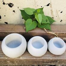 3 件套圆形花盆水泥模具混凝土烛台烛杯容器硅胶模具多肉植物盆栽 DIY 模具 - 白色 - 查看 3