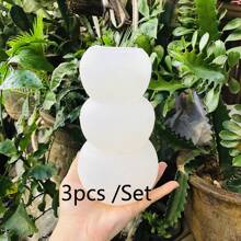 3 件套圆形花盆水泥模具混凝土烛台烛杯容器硅胶模具多肉植物盆栽 DIY 模具 - 白色 - 查看 10