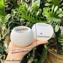 3 件套圆形花盆水泥模具混凝土烛台烛杯容器硅胶模具多肉植物盆栽 DIY 模具 - 白色 - 查看 8