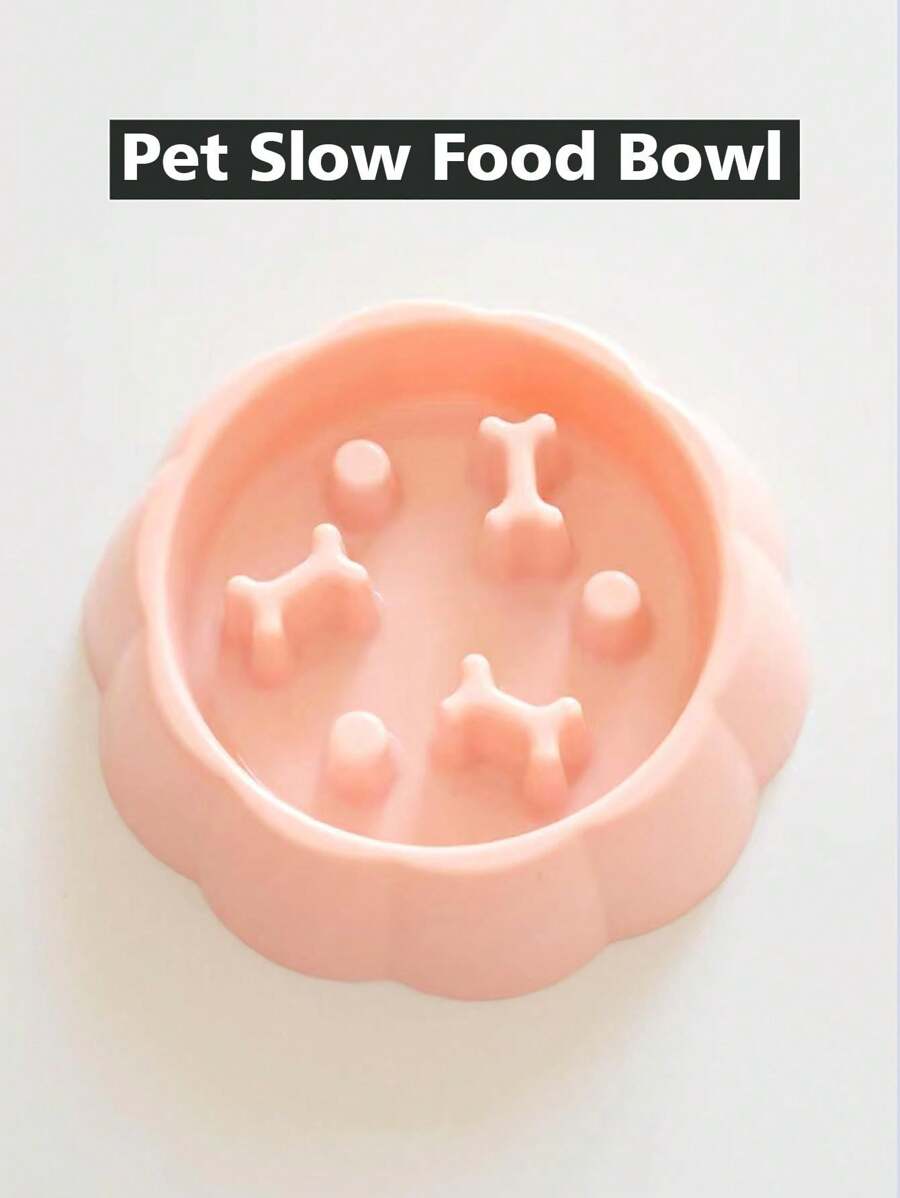 1入組粉色的碗適用於寵物小狗,防噎防傾斜餵養工具適用於小和中等的小狗