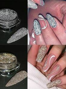 4 piezas de Brillo de diamante triturado reflectante en colores rosa, morado, dorado y plateado, para decoración de uñas en fiestas de música, punk y rock, suministros para salón de uñas y manualidades DIY