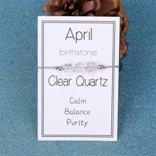 1pc Asymmetrical Natural Birthstone Braided Bracelet With Card, Creative European And American Style - January - View 20