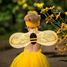 Roupa de abelhinha infantil Saia de tule asa tiara e varinha do 2 ao 12