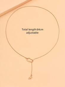 1入組銅製幾何圖案和球裝飾靈活調節的y型長項鏈,用於女性毛衣項鍊