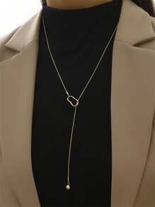 1入組銅製幾何圖案和球裝飾靈活調節的y型長項鏈,用於女性毛衣項鍊