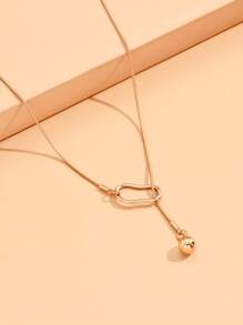 1入組銅製幾何圖案和球裝飾靈活調節的y型長項鏈,用於女性毛衣項鍊