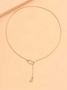 1入組銅製幾何圖案和球裝飾靈活調節的y型長項鏈,用於女性毛衣項鍊