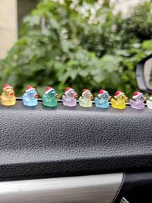 6pcs Random Color Cute Christmas Duck (glows In The Dark) Car Decoration - Multicolor - View 1