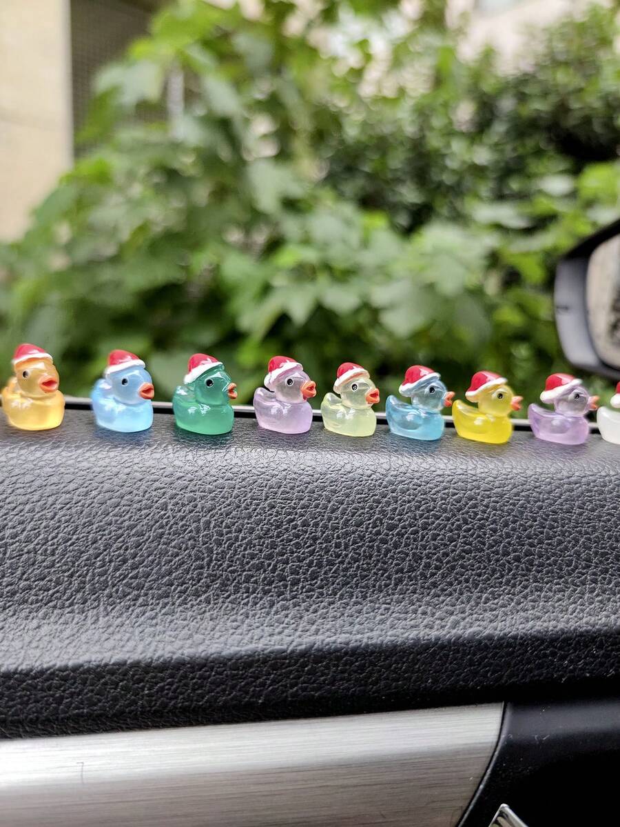 6pcs Random Color Cute Christmas Duck (glows In The Dark) Car Decoration - Multicolor - View 1