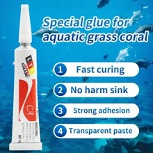 1個50ml水族景觀強力膠,透明且耐水,適用於珊瑚、石頭、水生植物等黏合