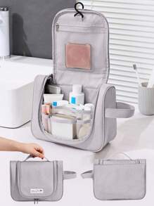 灰色便攜式大容量化妝品收納袋,旅行洗漱包,防水化妝品收納袋,可掛式化妝組織包 - 灰色 - 查看 1