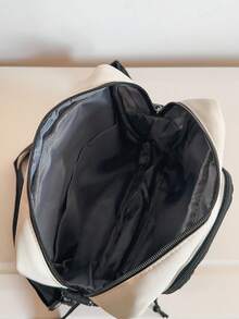 Brand Fashionable Casual Men's Shoulder Crossbody Bag, Nylon Fabric Daily Commuting Large Capacity Square Bag - Black and White - View 5