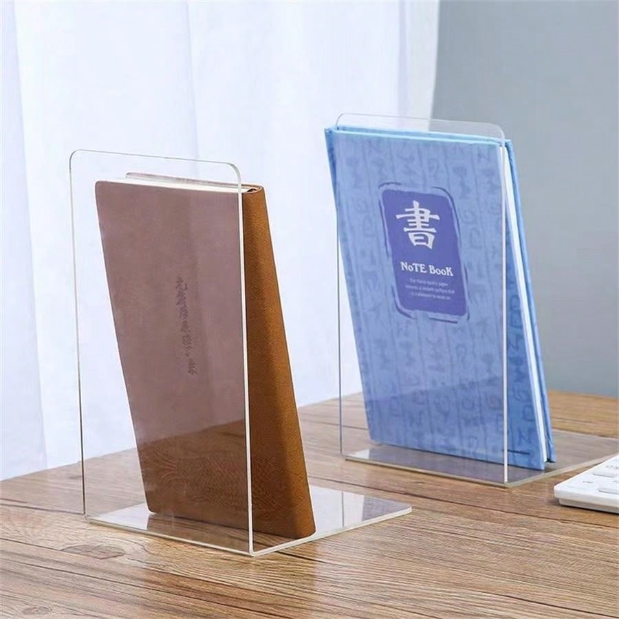 2pcs Clear Desktop Bookshelf, Invisible Bookend, Plastic Book Stand