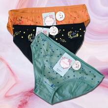 Women's Underwear, 3 Pieces With Floral Design And Musical Notes. - Multicolor - View 3