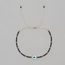 1pc Bohemian Style Shell Devil Eye Beaded Bracelet With Adjustible Drawstring, Suitable For Women's Fashion - Multicolor - View 12