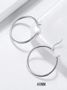 1對925純銀簡約大圈耳環，夏日必備單品，適合女神般女士 - 銀色 - 查看 10