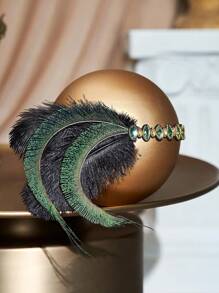 Flapper Headband Daisy Buchanan Costume Great Gatsby Leaf Tiara Headpiece 1920's Fancy Hair Accessory Party St. Patrick's Day Turban Headband Sweatband - Green - View 2