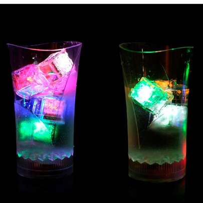 12 cubos de hielo luminosos, cubos de hielo LED multicolores con luces cambiantes, cubo de hielo parpadeante y brillante reutilizable para decoración de fiestas en clubes, barras, bodas y verano