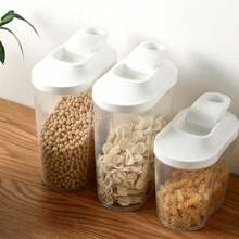 Caja De Almacenamiento Para Cocina, Contenedor Para Almacenamiento De Granos, Tarro De Almacenamiento De Alimentos Para Frijoles Secos, Fideos, Leche En Polvo, Aperitivos, Etc., 1 Ud. - Blanco - Ver 1