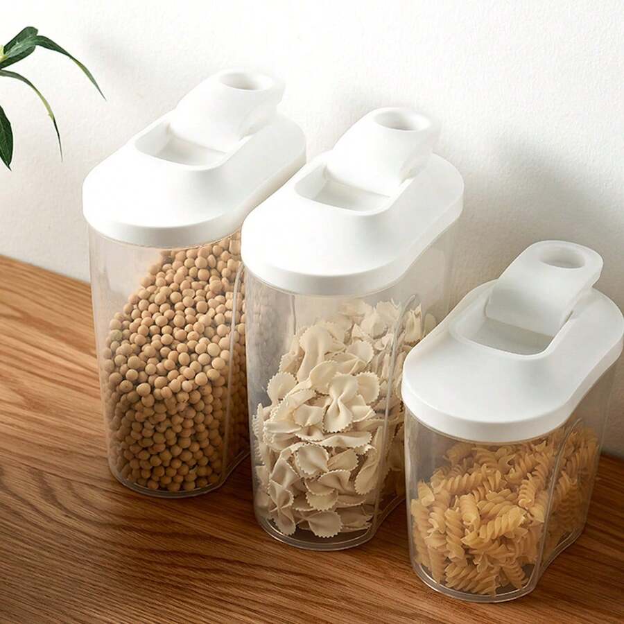 Caja De Almacenamiento Para Cocina, Contenedor Para Almacenamiento De Granos, Tarro De Almacenamiento De Alimentos Para Frijoles Secos, Fideos, Leche En Polvo, Aperitivos, Etc., 1 Ud. - Blanco - Ver 1