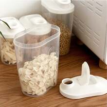 Caja De Almacenamiento Para Cocina, Contenedor Para Almacenamiento De Granos, Tarro De Almacenamiento De Alimentos Para Frijoles Secos, Fideos, Leche En Polvo, Aperitivos, Etc., 1 Ud. - Blanco - Ver 4
