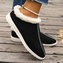 女性時尚、舒適、簡約的冬季保暖黑色軟底鞋 - 黑色 - 查看 4