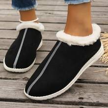 女性時尚、舒適、簡約的冬季保暖黑色軟底鞋 - 黑色 - 查看 1