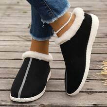 女性時尚、舒適、簡約的冬季保暖黑色軟底鞋 - 黑色 - 查看 6