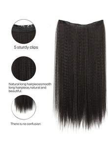 夾片接髮蓬鬆直髮接髮柔順直髮黑色合成纖維自然接髮合適的適合女士 - 黑色 - 查看 4