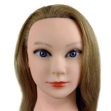 18inch Human Head Training Mannequin With 100% Real Hair For Cosmetology Students, Including Hair And Free Stand - Gold - View 3