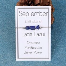 1pc Asymmetrical Natural Birthstone Braided Bracelet With Card, Creative European And American Style - January - View 18