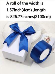 ( 1 Cuộn , Chiều rộng : 4CM , Chiều dài : 21m ) DIY Xa ten Ruy băng Đối với Hoa hồng Hoa Làm , Bánh , Qủa tặng , Lễ cưới , Buổi tiệc Đồ trang trí , Nơ - Xanh đậm - Xem 4